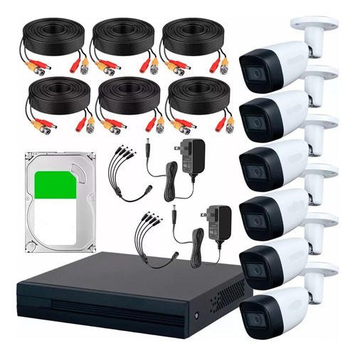 Dahua Kit Cctv 6 Cámaras De 2 Mp Metálicas Audio + Hdd 3 Tb