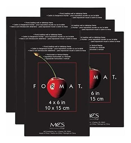 Marco De Formato Mcs De 4 X 6 Pulgadas., Negro, Paquete De 6
