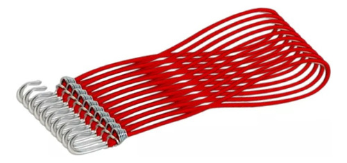 Kit 100 Cordinha Extensor Elástico Vermelho Com Gancho