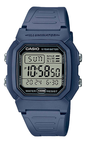 Reloj Hombre Casio W-800h-2 Luz Sumergible Alarma Múltiple
