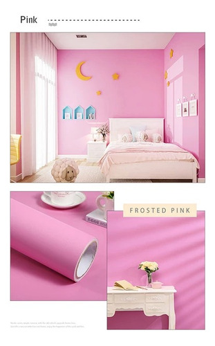 Papel Mural Autoadhesivo Rosa Unicolor Texturizado Rosa