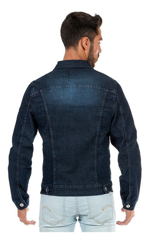 Imagen 2 de 6 de Chamarra De Mezclilla Hombre Stretch Azul Oscuro
