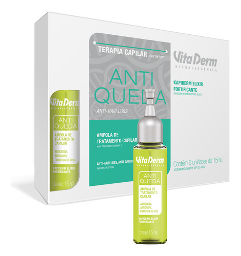 Vita Derm Tratamento Anti Queda Kit 6 Ampolas 15ml