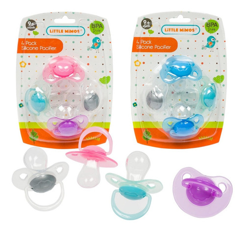 Set De 4 Chupones Para Bebé Little Mimos Multicolor