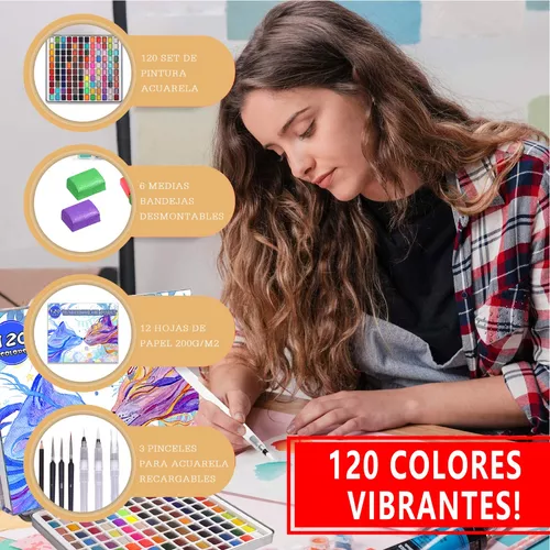  Lápices de colores profesionales de 120 colores, juego de  lápices de acuarela, lápices de colores de agua vibrantes, solubles en  agua, 120 colores para artistas para dibujar : Arte y Manualidades