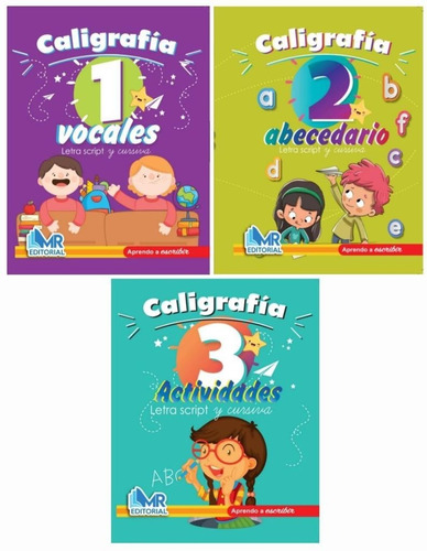 Guías Escolares De Caligrafía Preescolar Set De -3 Libros