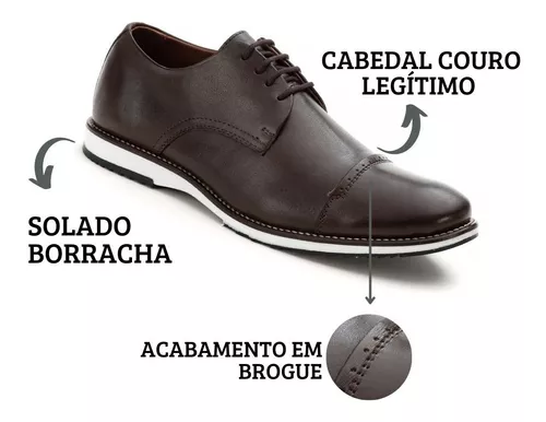 Sapato Masculino Brogue Premium Estampa Dama Couro