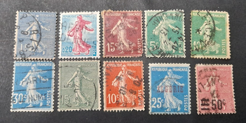 Sello Postal - 10 Sellos Francia 1906-1920 Serie Básica