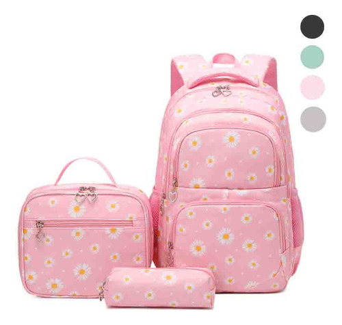 Kit De Mochila Escolar Para Mujer, Loncheras De 3 Piezas