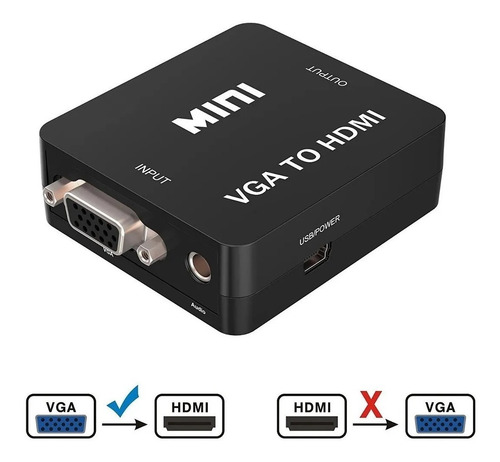 Conversor Vga A Hdmi Con Audio Video Full Hd