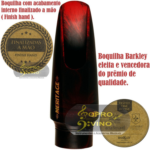 Imagem 8 de 10 de Boquilha Sax Alto Shadow Meritage 7 Barkley Completa Brinde
