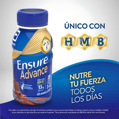 Suplemento Alimenticio Ensure Advance Alimentación Especializada Chocolate 237ml