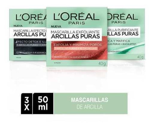 Pack 3x Mascarillas De Arcilla L'oréal Paris