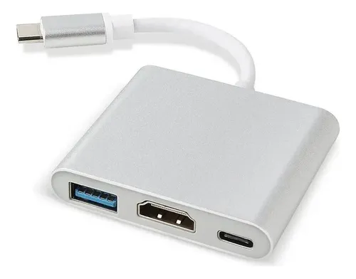 Cable Adaptador 3 En 1 Usb Tipo C A Hdmi Mac Sams Alphastore Gris Oscuro