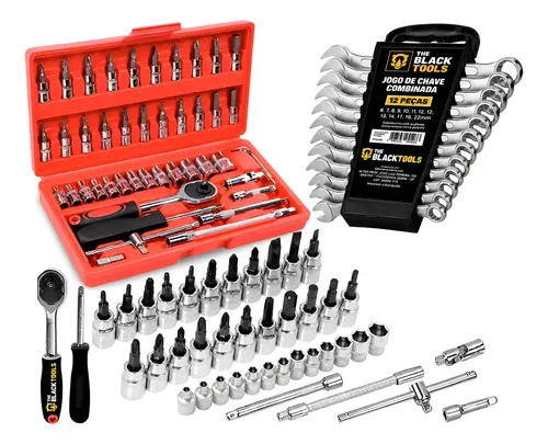 Jogo De Chave Soquete Catraca Combinada Fenda Philips 58 Pçs Cinza