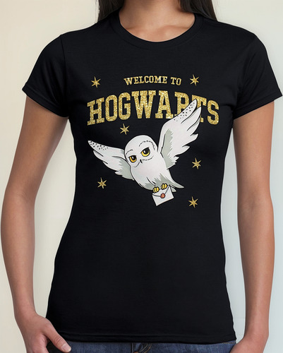 Playera Harry Potter Hogwarts Hedwig Lechuza