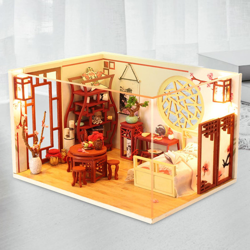 Kits De Bricolaje De Casa De Muñecas En Miniatura De Madera