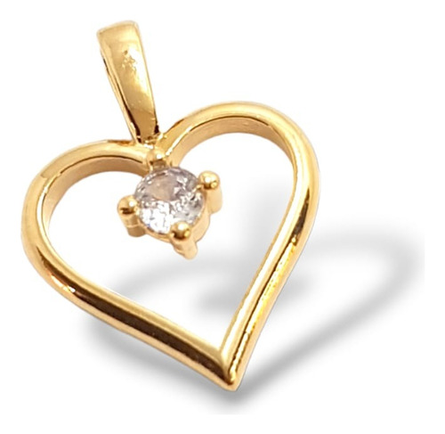 Dije Corazon De Oro 18k Laminado Mujer Con Cristal Bellanel