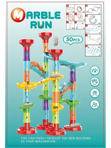 Pista De Canicas 50 Piezas Tobogán De Canicas Juego Color Multicolor