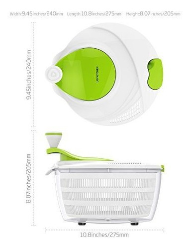 Secador De Verduras Y Frutas Centrifugadora Libre De Bpa
