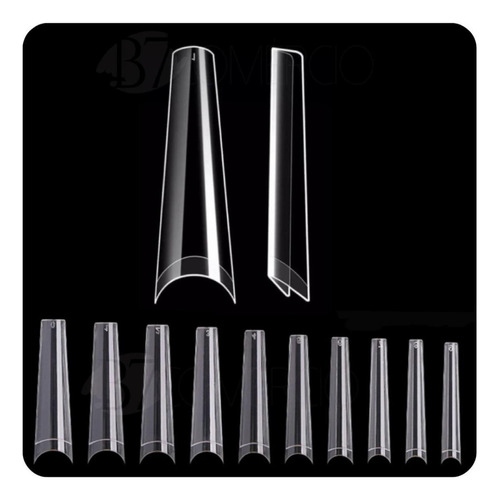 Kit 100 Unhas Tips Bailarina Extra Longa Transparente