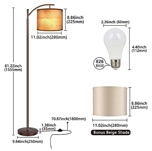 Lámpara De Pie Para Sala De Estar Led Con 2 Pantallas