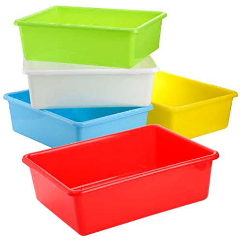 5 Pack Large Storage Bins, 15' X 11.5' Plastic Stackabl...