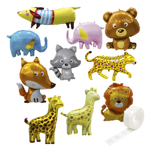 Set Globos N9 Animalitos Metalico X10 Pcs + Cinta - El Rey