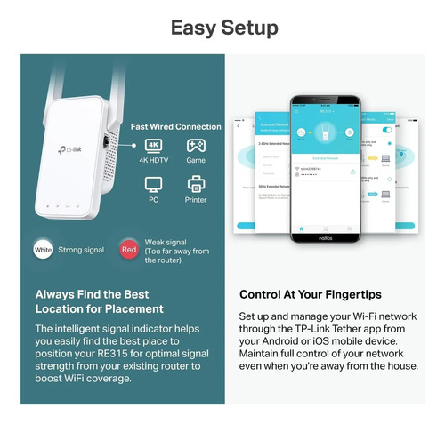 Repetidor Extensor Wifi Tp-link Ac1200 2.4/5ghz Re315