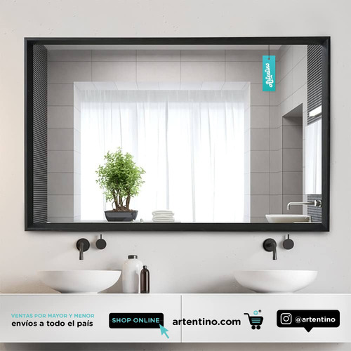 Imagen 3 de 10 de Espejo Rectangular Marco Hierro 80x60 Cm Deco Listo Colgar