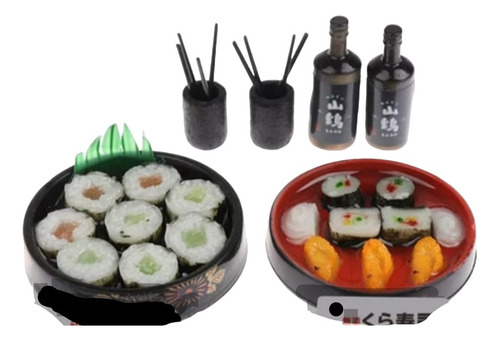 2 Sets Completos Premium De Comida Japonesa Para Muñecas   