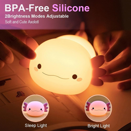Lindo Axolotl Luz De Noche Recargable Para Dormitorios .