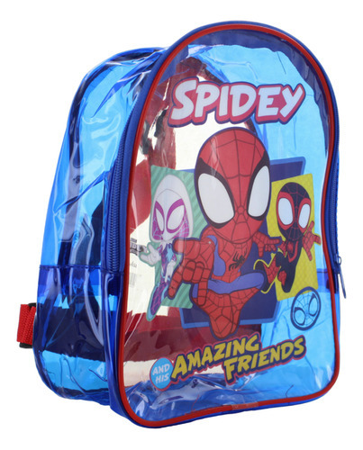 Spider Man Mochila Escolar Kinder Transparente Niño 87183 Color Azul
