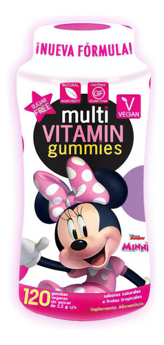 Minnie Multi-vitaminas 120 Gomitas | Sin Azúcar | Veganas Sabor Sabores Naturales A Frutas Tropicales
