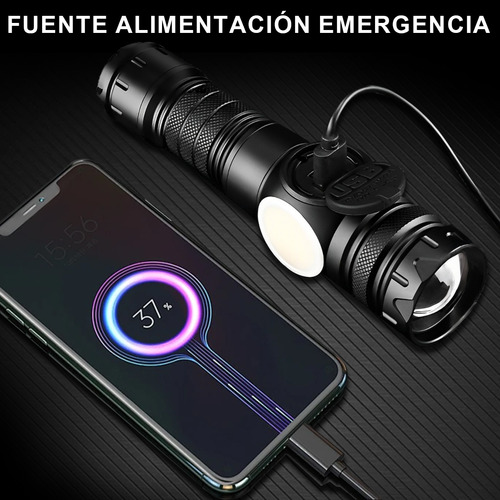 Led Lámpara Táctica Recargable Luz Cob Linterna Camping 120000lm Ultra Potente Con 14 Modos De Iluminación