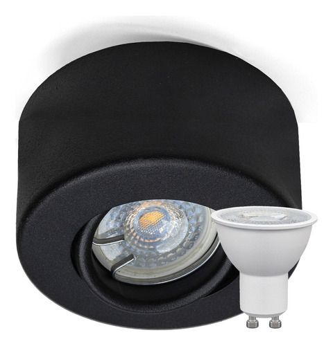 Spot Plafon Circular Monovolumen Alto Movil Gu10 + Dicro Led