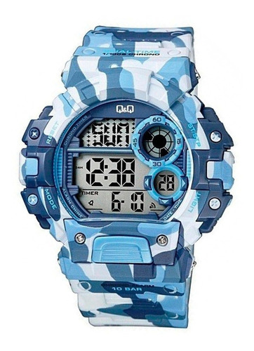 Reloj Q&q By Citizen M144j007 Camuflado Azul Shock Resistant