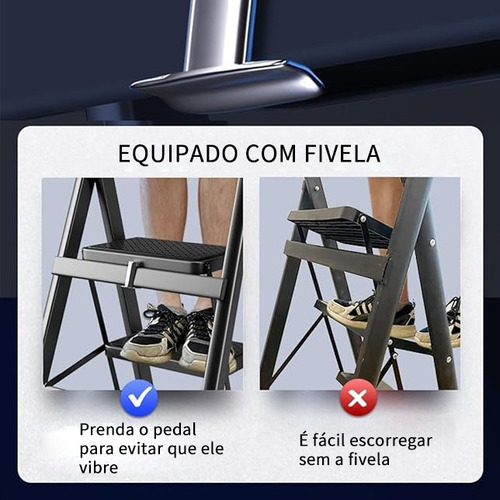 Escada Tesoura De Aço 6 Degraus Para Casa E Residência