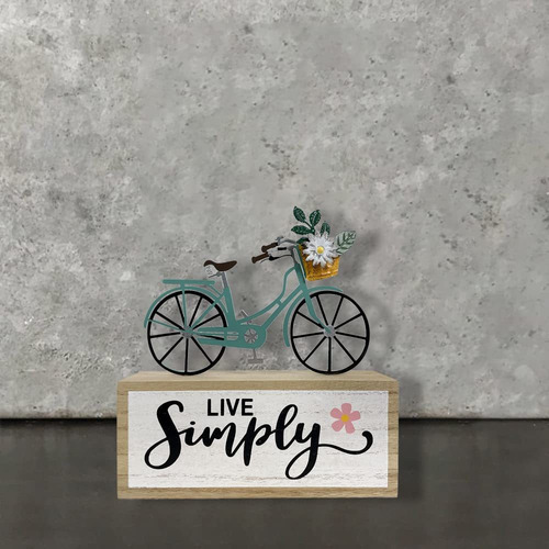 Adorno De Madera Estilo Bicicleta Con Frase Simplemente Vive