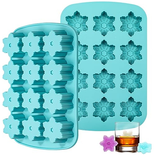 Snowflake Ice Cube Mold, 2 Pcs Christmas Snowflake Sili...