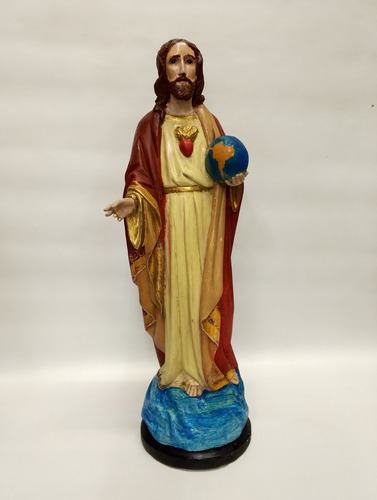 Escultura Religiosa Quiteña Madera Sagrado Corazón De Jesús