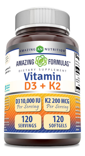 Amazing Formulas Vitamina D3 10000 Ui K2 200 Mcg