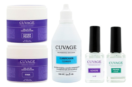 Cuvage X2 Gel Uv + Clarificador + Adhere Primer S/acido Uñas