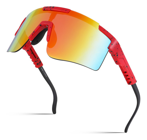 Gafas De Sol Feisedy Deportivas Y Ajustables Para Ciclismo Lente Red Frame & Red Mirror