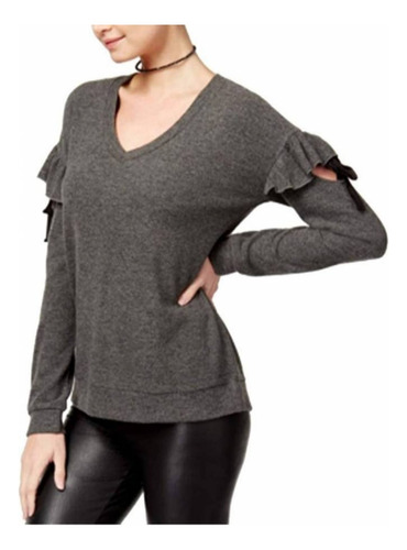 Blusa Dama Mujer G Manga Larga Gris