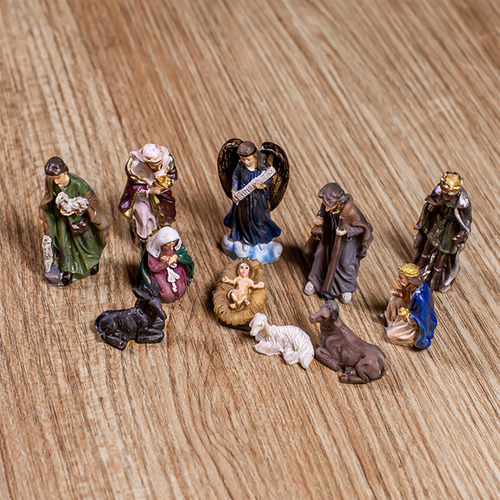11 Unidades/juego De Figuritas De Natividad Pintadas A Mano,