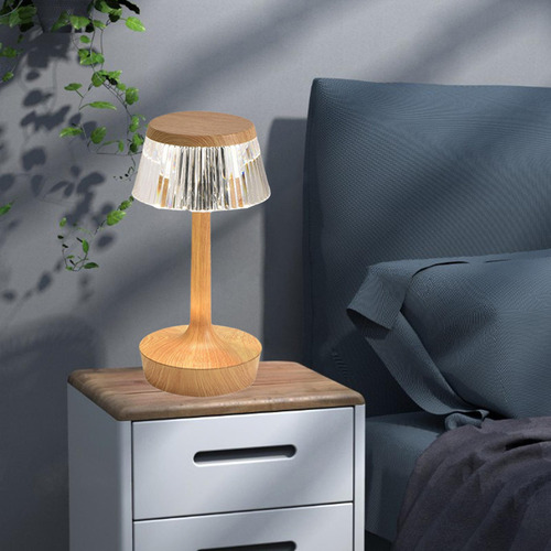 Lámpara De Mesa De Cristal, Sala De Estar, Luz De Madera