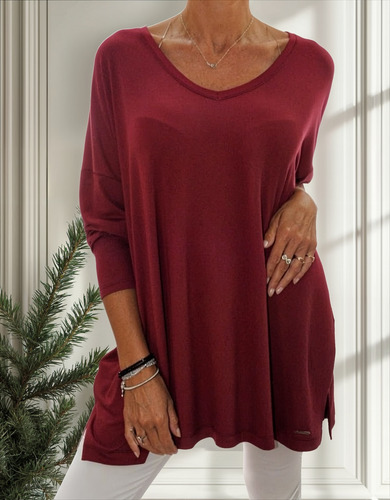 Remeron Oversize Mujer Chiara Diffusion Manga Larga Escote V