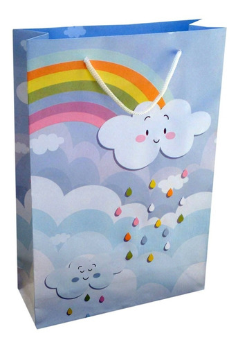 100 Sacolas De Papel Chuva De Benção 25x17x6cm Bolsa Festa