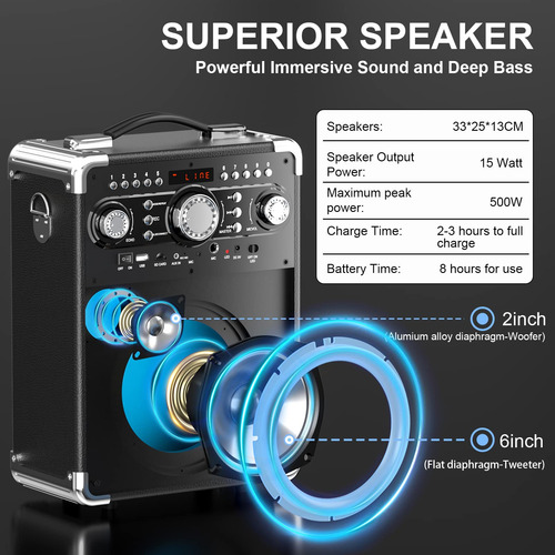 Máquina De Karaoke Certificada Pro Audio Con Micrófonos,